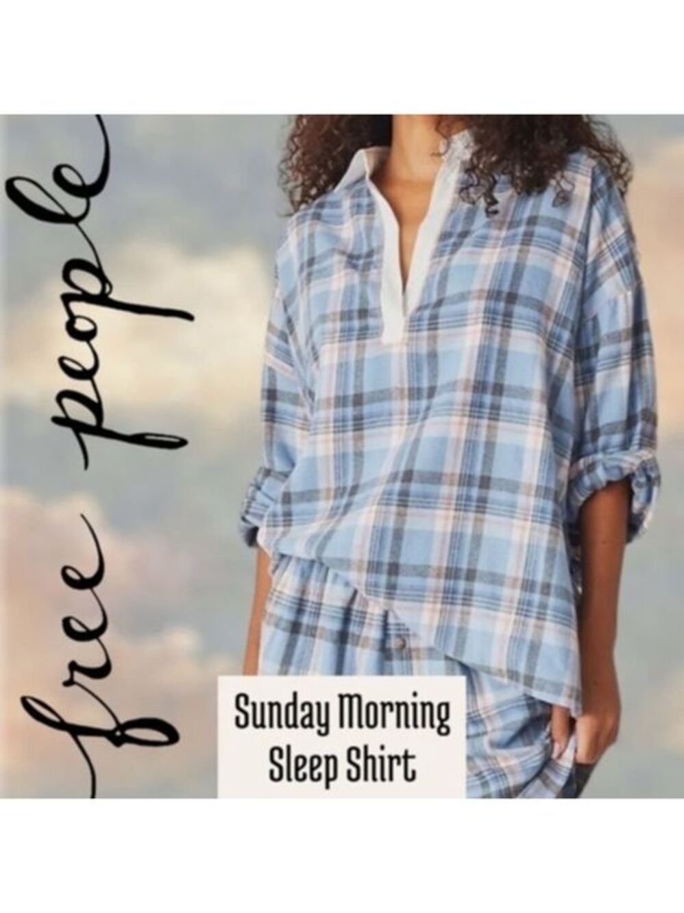 FREE PEOPLE Oversized Long Sleeve Sunday Morning Cotton Sleep Shirt/XS NWT